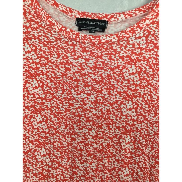 WEDNESDAY'S GIRL WOMEN'S BLOUSE RED LONG SLEEVE RUFFLE HEM SIZE XS - Picture 3 of 8